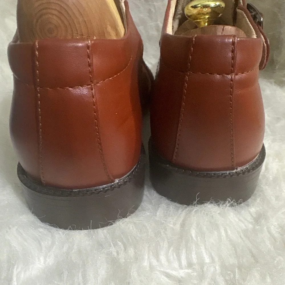 Stacy Adams Mens Cognac Brown Fisherman Sandals Square Toe Buckle 25112 7.5 M